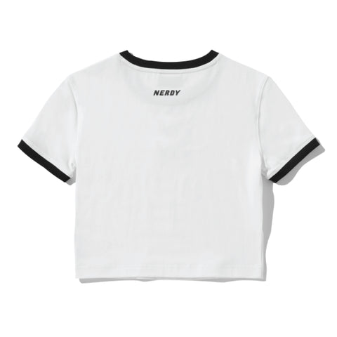 NERDY x DISNEY | Badge Cropped T-Shirt White