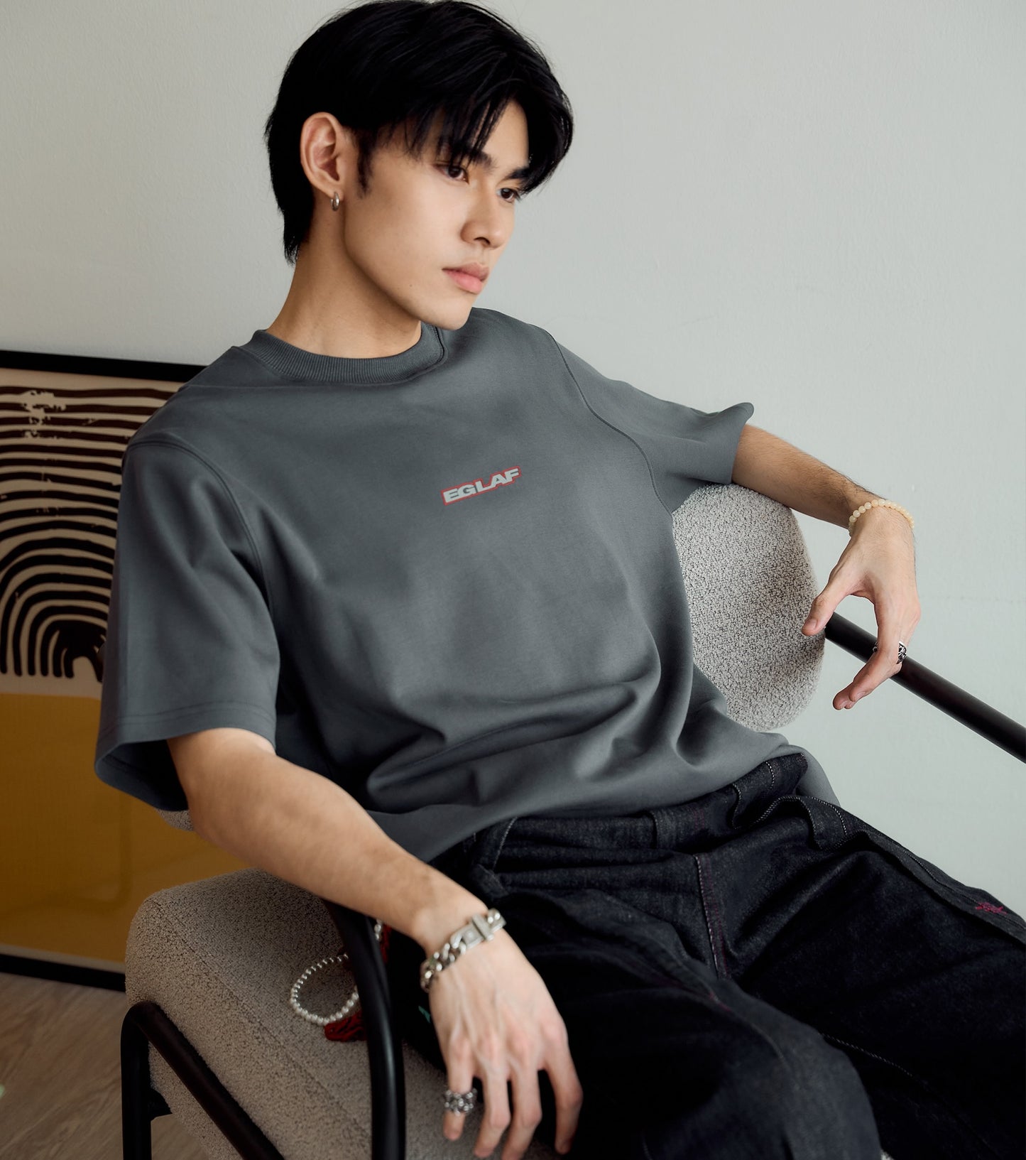 EGLAF | Basic 26 Triangle Logo Tee Grey - SWAGANZ