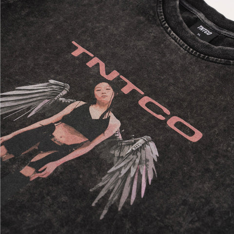 TNTCO x BDCF | Angel Stoned Wash Tee Black