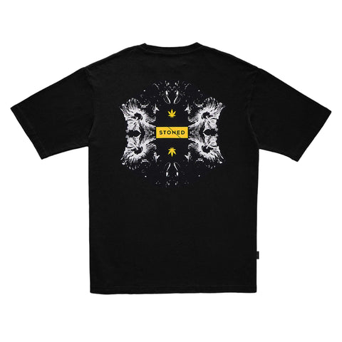 Stoned Maverick: Hisbiscus T-Shirt (Black/White)