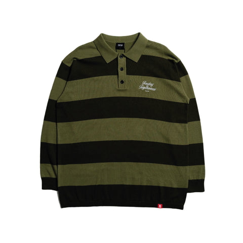 TNTCO | Stripe Long Sleeve Polo Green