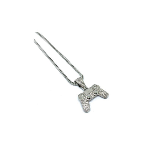 Iced Controller Necklace Silver