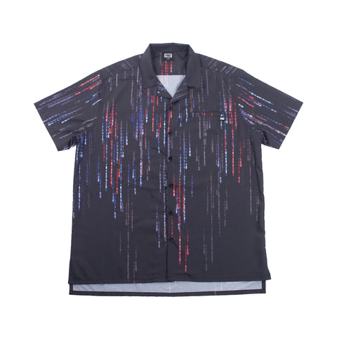 Digital Rain Bowling Shirt Black
