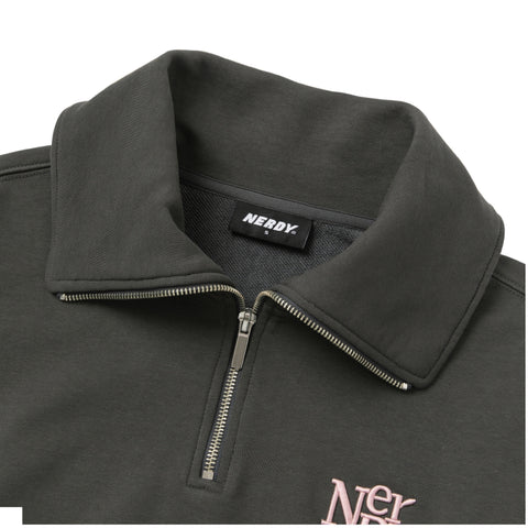 Nerdy | W'S Cropped Half Zip-Up Sweatshirt Charcoal