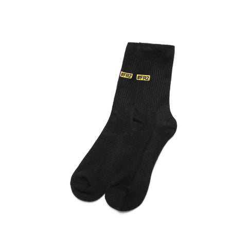 FR2 | Yellow Box Logo Socks Black