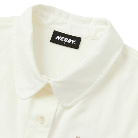 Nerdy |  Embroidery Logo Cropped Shirt Ivory