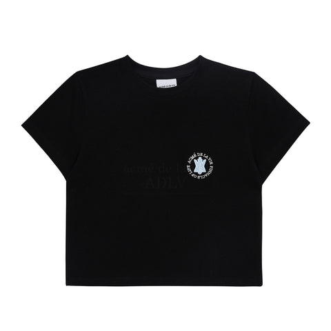 ADLV A Logo Emblem Embroidery Crop Top Short Sleeve T-shirt
