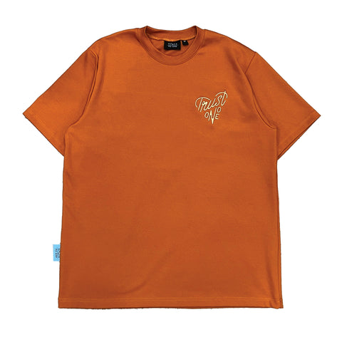 TRUST NO ONE | Embroidery Basic Logo Tee Orange