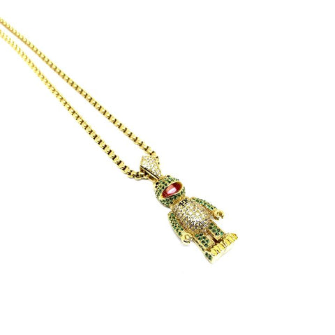 Kermit Iced Out Necklace Gold - SWAGANZ