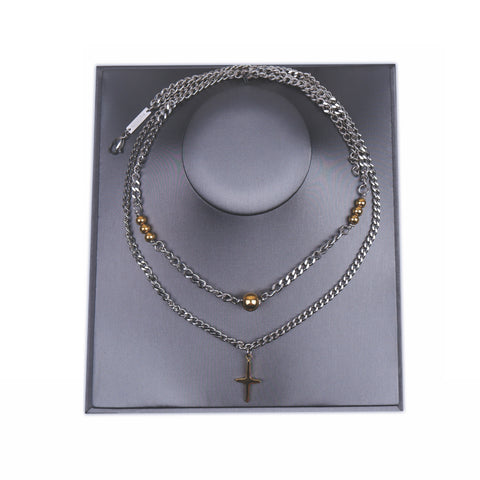 Matches Necklace | Gold Cross Layer