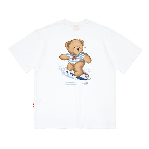 Teddy Island | 'Back' Surfer Teddy T-Shirt White