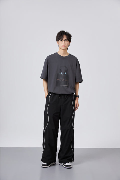 Fier De Moi | Rabbit Shopping Bag Front Printing S/S T-Shirt Charcoal