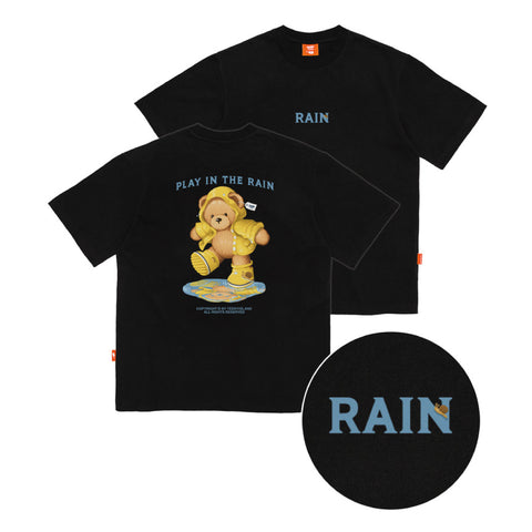 Teddy Island 'Back' Play In The Rain Teddy T-Shirt Black