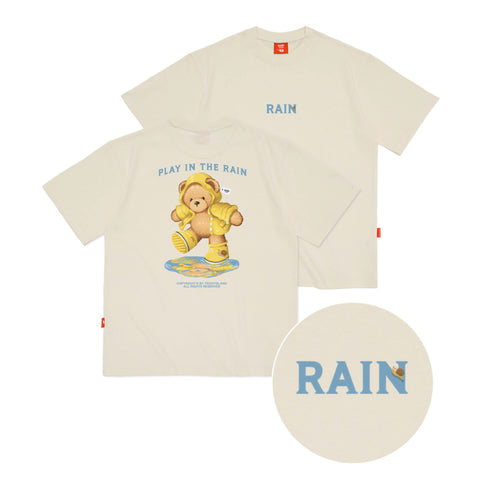 Teddy Island 'Back' Play In The Rain Teddy T-Shirt Ivory