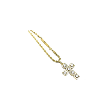 Iced Out Cross Necklace Gold