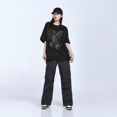 ADLV | Black Fuzzy Rabbit Short Sleeve T-shirt Black